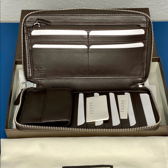 Gucci GG Logo Leather Zip Round Continental Wallet - Picture 9 of 11
